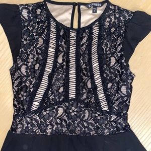 Lace detail peplum top